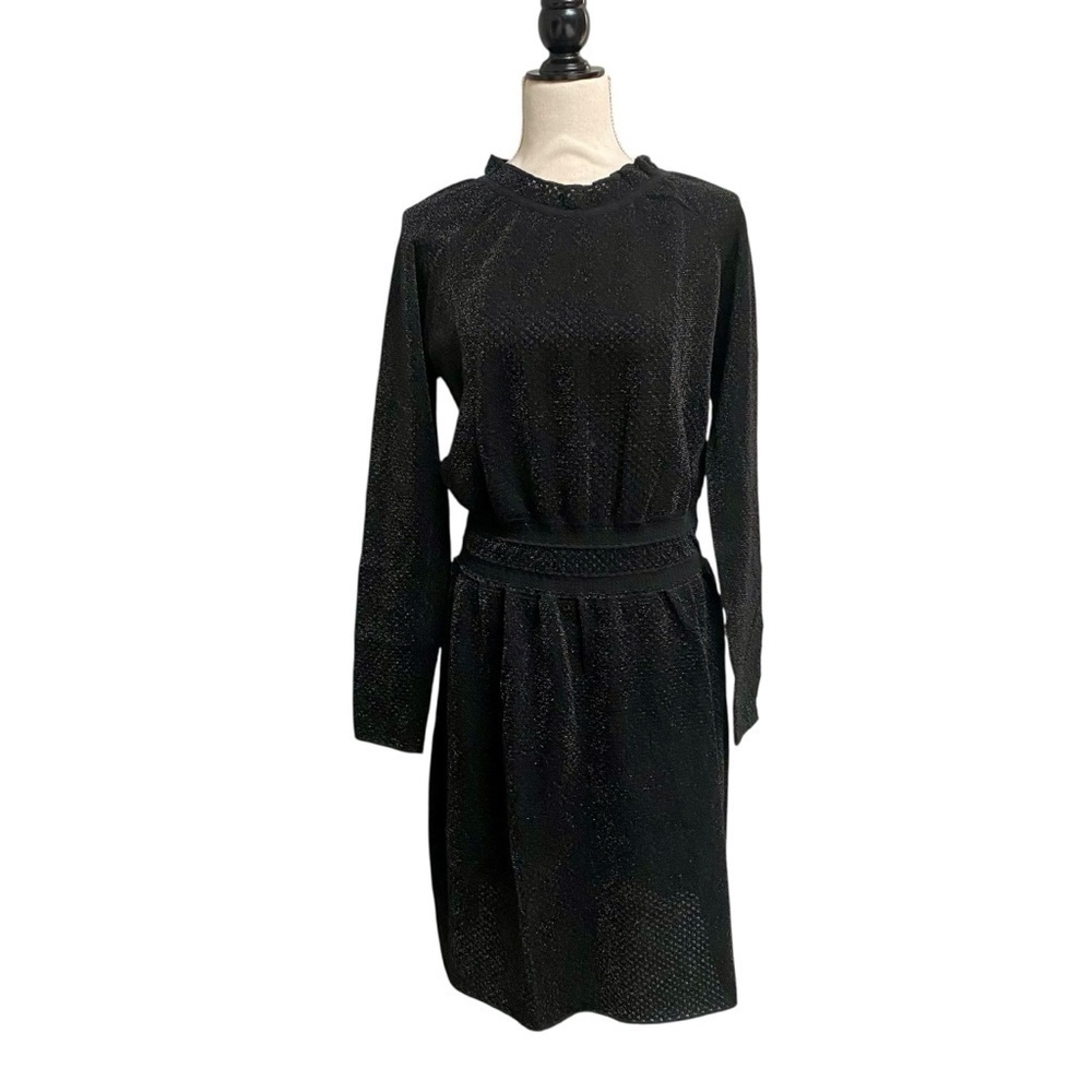 Tory Burch Isabelle Metallic Knit Dress L NWT Black Cocktail Holiday Party - Picture 3 of 16